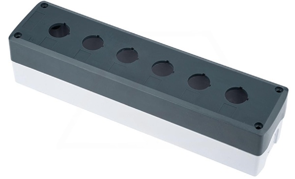 Корпус для поста кнопочного, пластик, серый/черный, 71*290x65,5mm, 6 мест, IP65