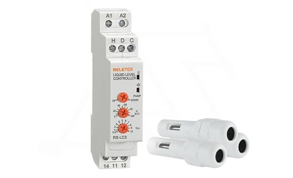 Реле контроля уровня RS-LC3, 1CO, 8A(250VAC), 24_240VAC/DC, 5_100 kOhm, 0.5_10s, без датчиков, 1M