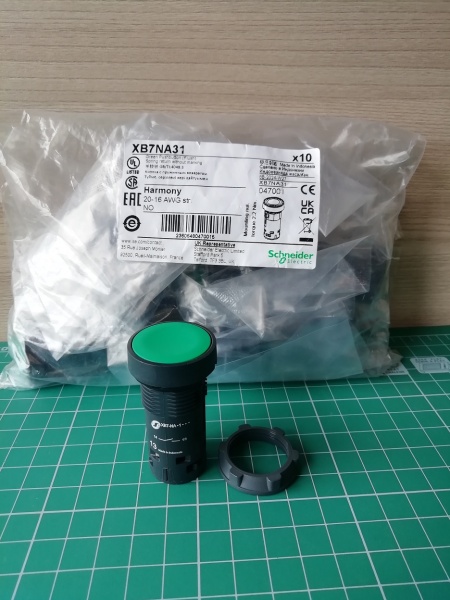 КНОПКА 22ММ ЗЕЛЕНАЯ С ВОЗВРАТОМ 1НО