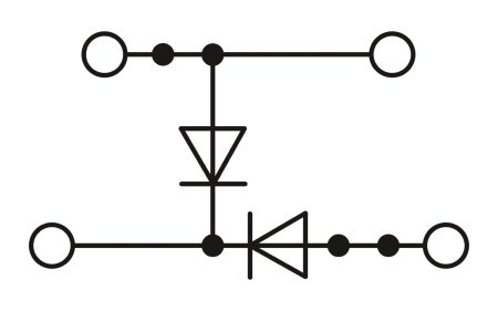 Клемма двухъярусная UTTB 2,5-2DIO/O-UL/UR-UL /5,2mm, винтовая, 2 диода 1N 4007, 4 присоед., 2,5(max 4)mm2, 24A, 500V, серая