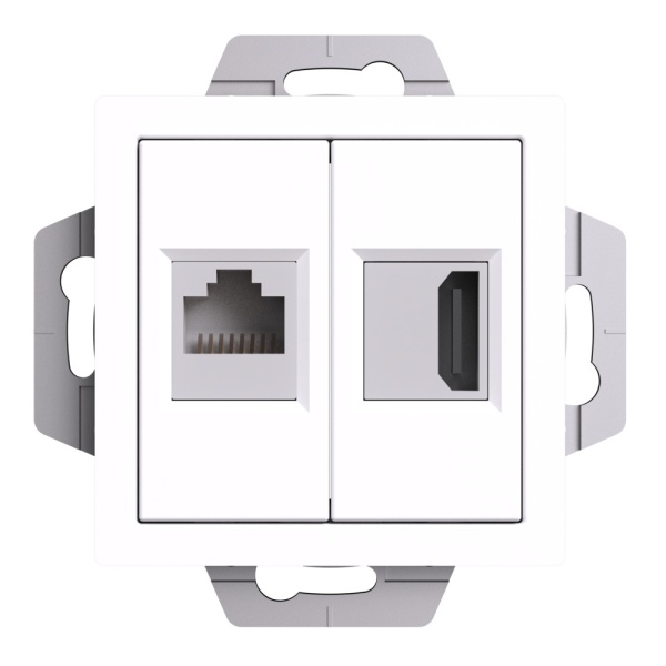 ATLASDESIGN РОЗЕТКА двойная HDMI+RJ45, кат. 5е, механизм, БЕЛЫЙ