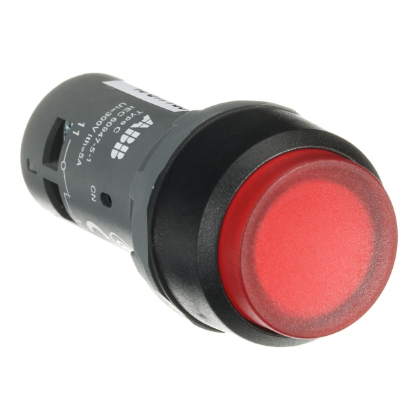 Кнопка CP4-11R-01 с подсветкой, красная, 24VAC/DC, с фиксацией, 1NC, 1A, IP66, пластик, 22mm, выступающая (1SFA619103R1141)