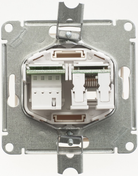 W59 РОЗЕТКА двойная RJ11+RJ45 кат.5e, механизм, СЛОНОВАЯ КОСТЬ