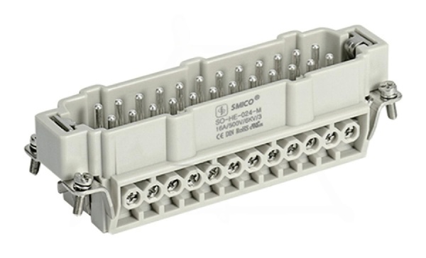 Вставка контактная, размер H24B, тип вилка, 24P+PE (25-48), 16A, 500V, винтовой зажим