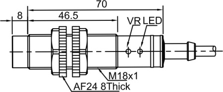 LANBAO CR18SCN08DPR Емкостной датчик 8 мм, 10…30 DC, PNP, NO+NC, незаподлицо, PBT, кабель, M18, IP67