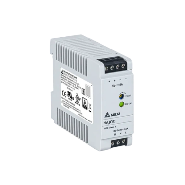 Блок питания импульсный Sync, 25W, 5А, 85_264VAC(120_375VDC) / 5VDC, DIN35, винт.клеммы, пл.корпус, ширина 30мм