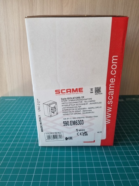 Выключатель нагрузки аварийный, 3P, 63A (40A AC3), 690VAC, габ. Y2, красная блок. рукоятка, в пластм. корпусе IP66/IP69, ISOLATORS