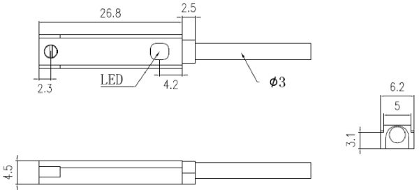 LANBAO FT07DLO Индуктивный датчик прямоугольный, заподлицо, 10…30 DC, двухпроводный DC, NO, PBT, каб