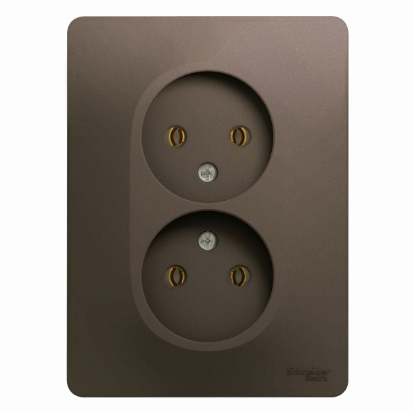 GLOSSA РОЗЕТКА двойная без заземления, 16А, 250В, в сборе, ШОКОЛАД