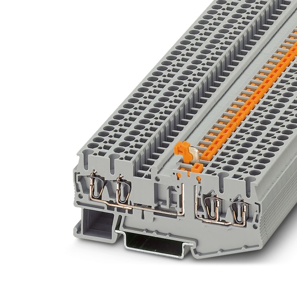 Клемма с ножевым размыкателем ST 2,5-QUATTRO-MT /5,2mm, пружинная, 4 присоед., 2,5(max 4)mm2, 20A, 400V, серая