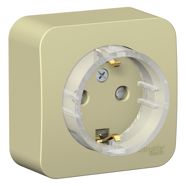 BLANCA О/У РОЗЕТКА с заземлением со шторками, (КОМПАКТ) ИЗОЛ.ПЛ., 16А, 250В, БЕЖЕВЫЙ