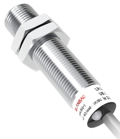 LANBAO LR12XBF02DLO Индуктивный датчик 2 мм, цилиндрический, заподлицо, 10…30 DC, Приемник двухпроводный DC, NO, никелированная латунь, кабель, IP67
