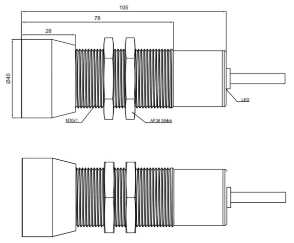 LANBAO UR30-CM4DU5 ультразвуковой датчик M30 0...5V Sn=4000мм кабель 2м