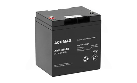 Батарея аккумуляторная Acumax AML28-12, 12V/28Ah, 172(175)x164x125 HxLxW, 9.5kg, 10-12лет