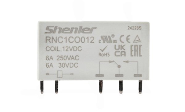 Реле RNC1CO012, 1CO, 6A(250VAC/30VDC), 12VDC, для печатных плат и цоколей SNB05/SNC05, IP60