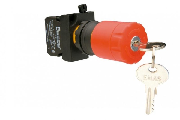 Кнопка аварийная "Грибок" 30мм (1НЗ), возврат поворотом, с ключём, серия CP (250В AC, 4А), IP65 CP200EA30