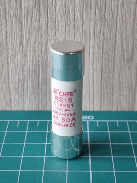 Вставка плавкая цилиндр. RS16, 50A, 690VAC, 50kA, 14х51mm, тип aR (RS16-50AR)