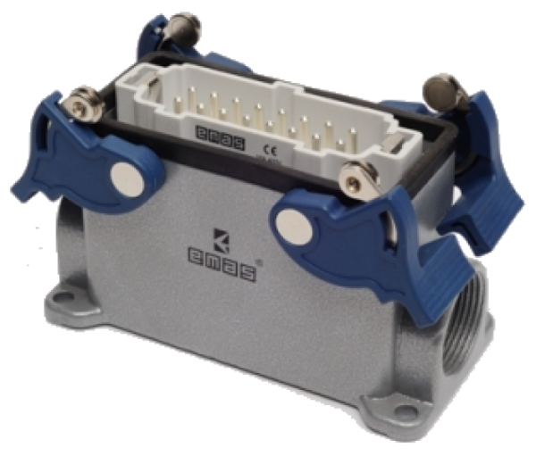 Кожух со штепселем металлический, 16 полюсов, 16A, двусторонний ввод (PG 21), IP65 EBM16FD14