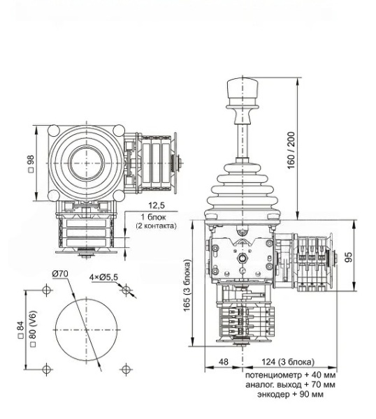 Джойстик промышленный QT7B LSSINE аналог Gessmann V6/VV6, D64/DD64