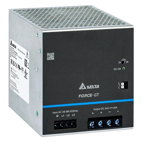 Блок питания импульсный Force-GT, 960W, 40А, 3(2)х320(340)_575VAC (450_800VDC) / 24VDC, DIN35, реле DC OK, винт.клеммы, ал.корпус