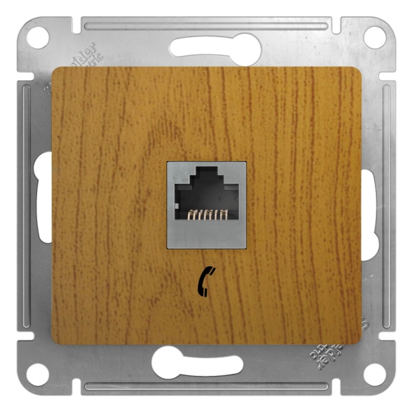 GLOSSA РОЗЕТКА телефонная RJ11, механизм, ДУБ