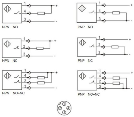 LANBAO PR18GS-BC10DPR-E2 Датчик диффузного отражения 10 см, инфракрасный светодиод, PNP, NO+NC, 10…30 DC, PBT, цилиндрический, разъем  м12, IP67