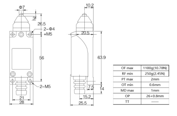 LANBAO LSAR-8111 концевой выключатель NO/NC плунжер