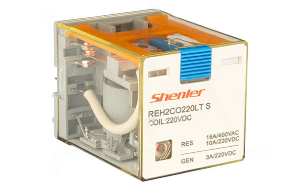 Реле REH2CO220LTS, 2CO, 16A(400VAC)/ 10A(220VDC), 220VDC, мех. индикация, тест-кнопка с блокировкой, LED, магнит