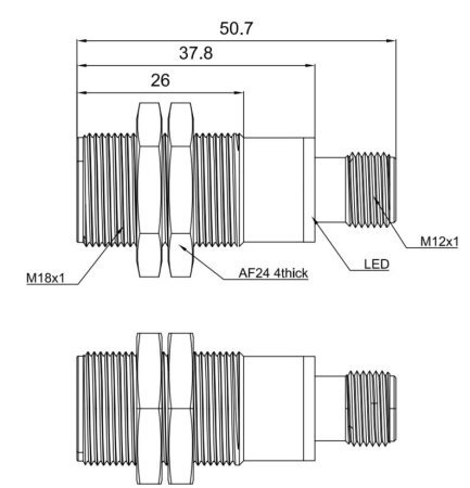LANBAO UR18-CC35DI-E2 ультразвуковой датчик M18 4...20mA Sn=30-350мм разъем M12