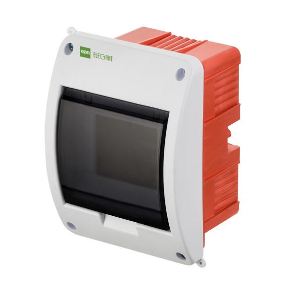 Щит встраиваемый ELEGANT 1x5M, N/PE 1x10mm2, дымчатая пласт. дверь, белый RAL9003, 156x116x93mm, IP40