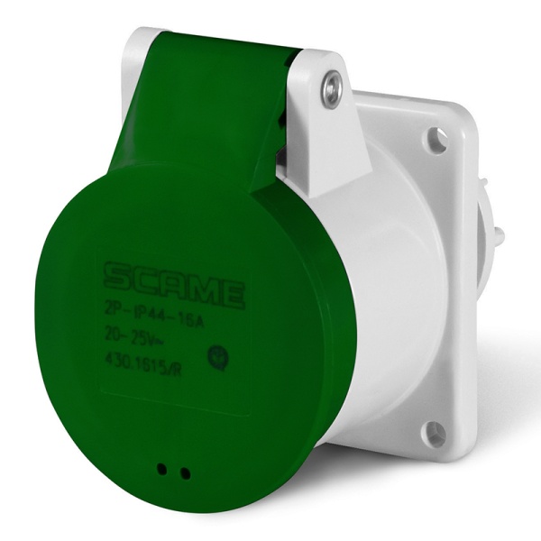 Разъем пром. силовой CEE встраиваемый прямой, гнездо, 32A, 3P 4h, 20_25/40_50VAC 100_200Hz, уст. 55x55mm, IP44, серия IEC309