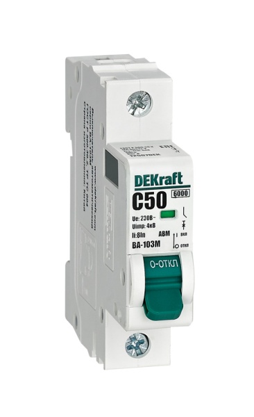 Авт. выкл. без теплозащиты 1P 50А х-ка C 6кА ВА-103M
